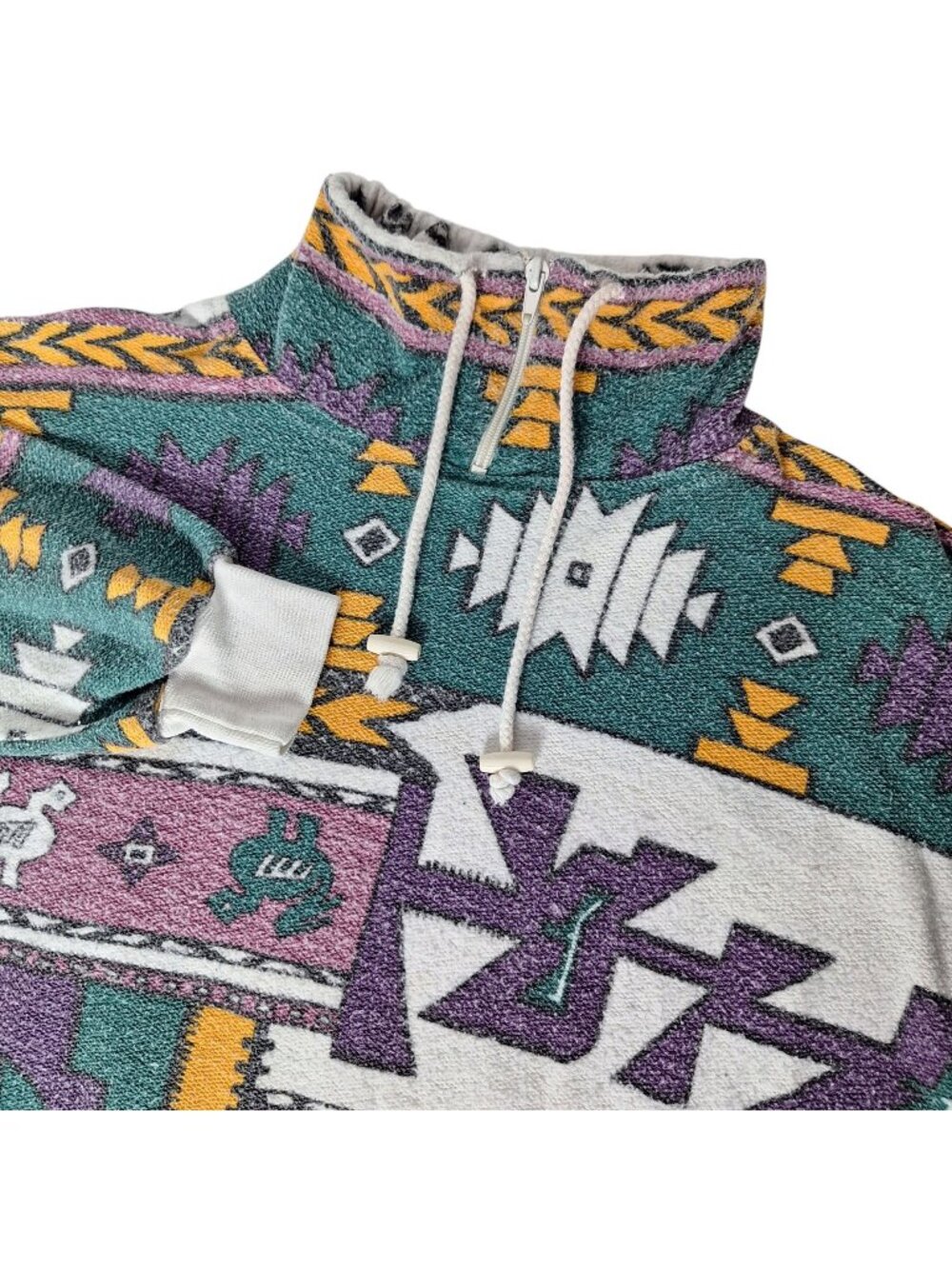 Jeans Wear Vintage Southwestern Blanket Fleece Quarter Zip Pullover XL